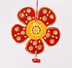 Handmade Wooden Flower Christmas Hanging - Red-Yellow, Green-Pink, Blue-Green, Sky Blue-Orange